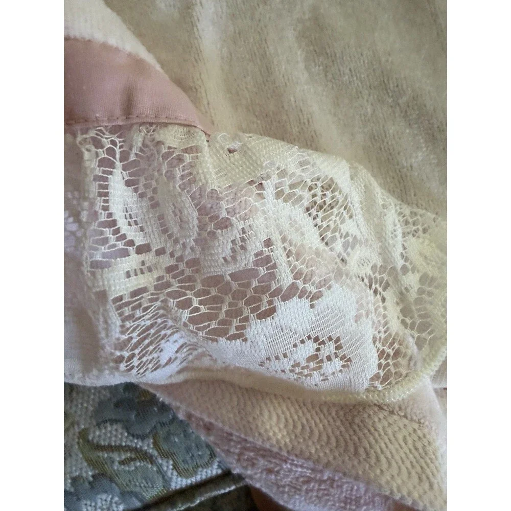 Vtg Elizabeth Gray Lace 5pc Towel Set Pink Bows Made n USA